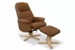 Living Lænestol M. Skammel, Cognacfarvet Læder Og Natur Stel