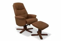 Living Lænestol M. Skammel, Cognacfarvet Okselæder Og Maghonifarvet Stel