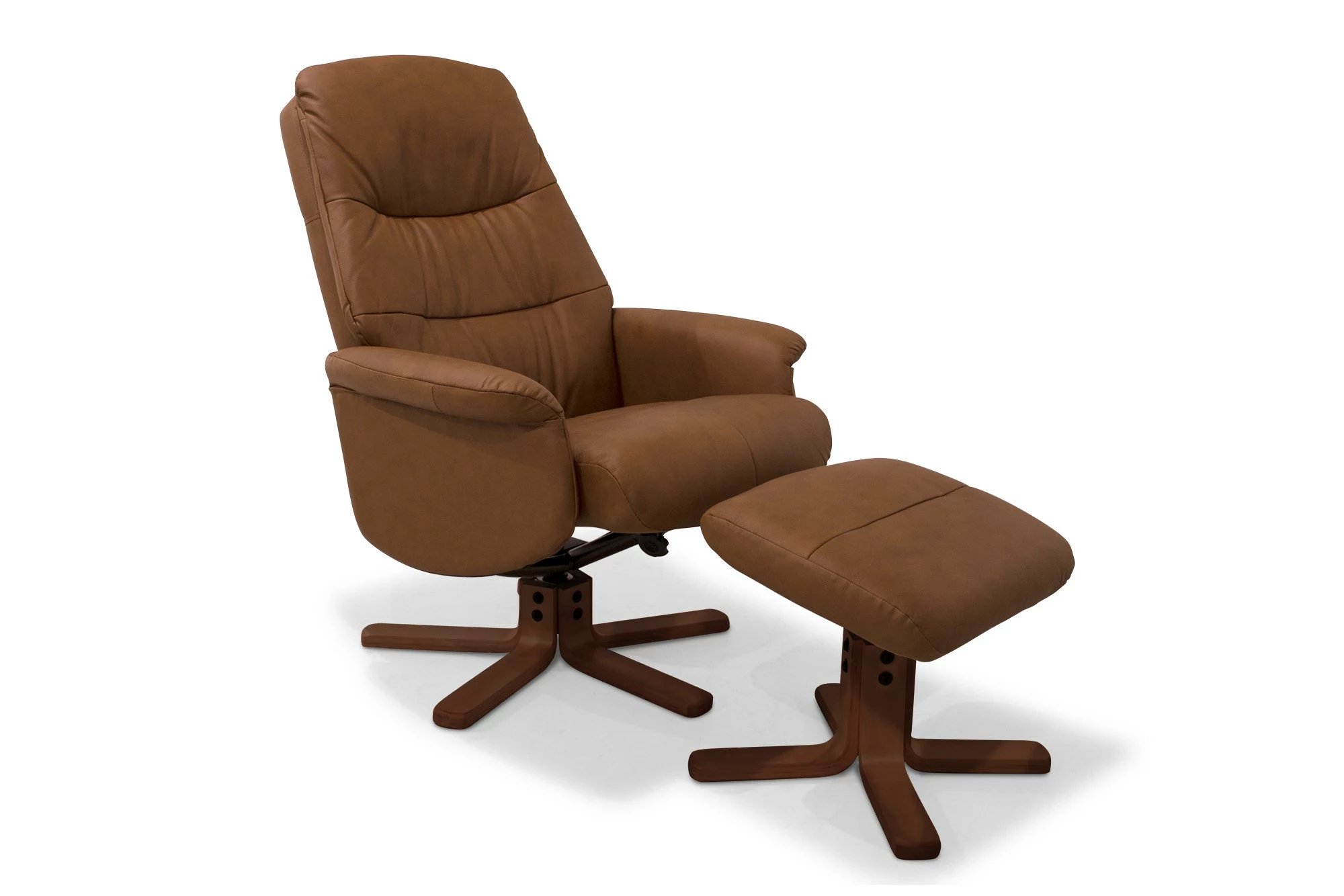 Living Lænestol M. Skammel, Cognacfarvet Okselæder Og Maghonifarvet Stel 1 Living Lænestol M. Skammel, Cognacfarvet Okselæder Og Maghonifarvet Stel