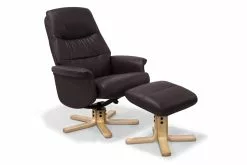 Living Lænestol M. Skammel, Brunt Læder Og Natur Stel