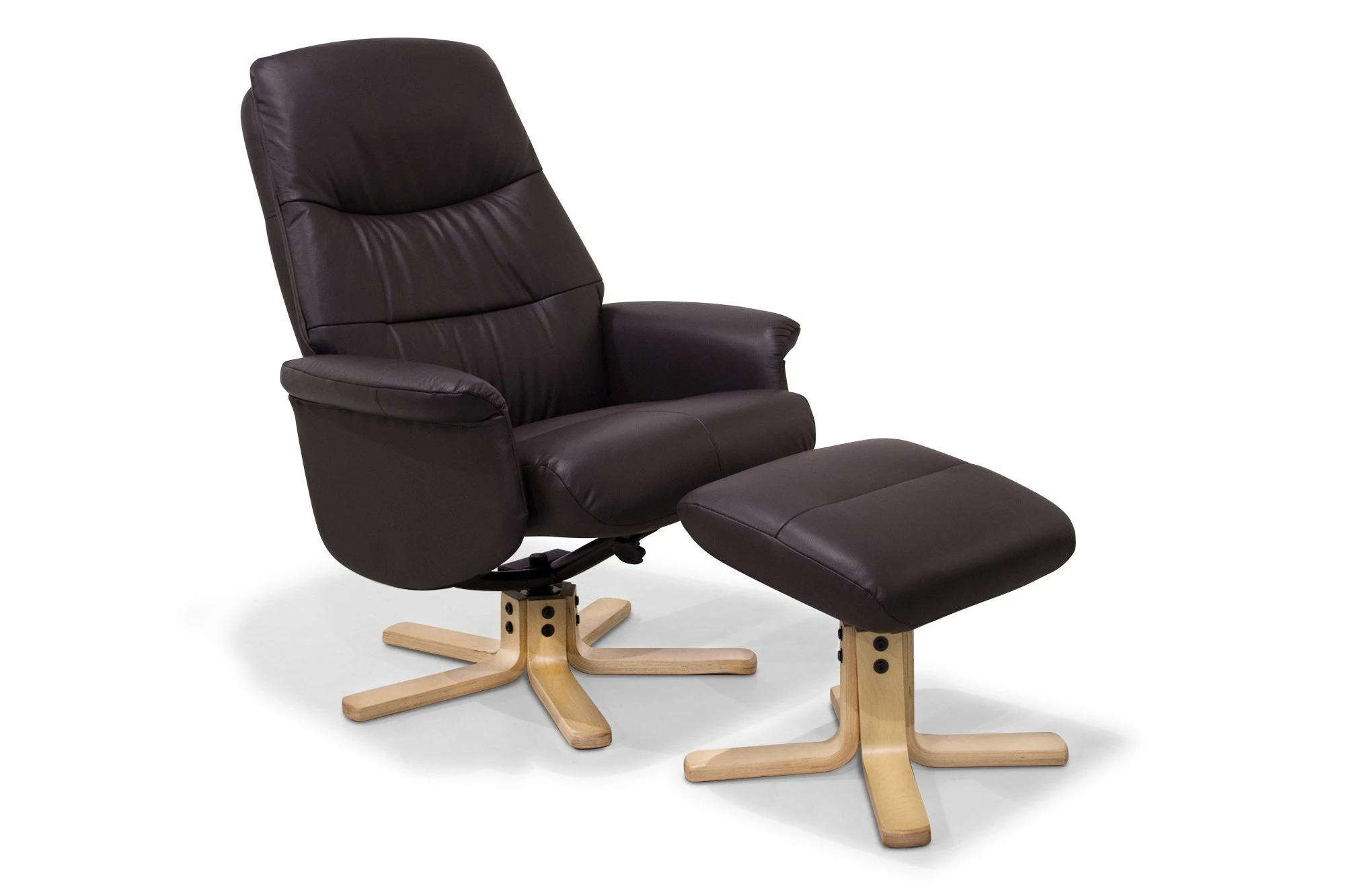 Living Lænestol M. Skammel, Brunt Læder Og Natur Stel 1 Living Lænestol M. Skammel, Brunt Læder Og Natur Stel