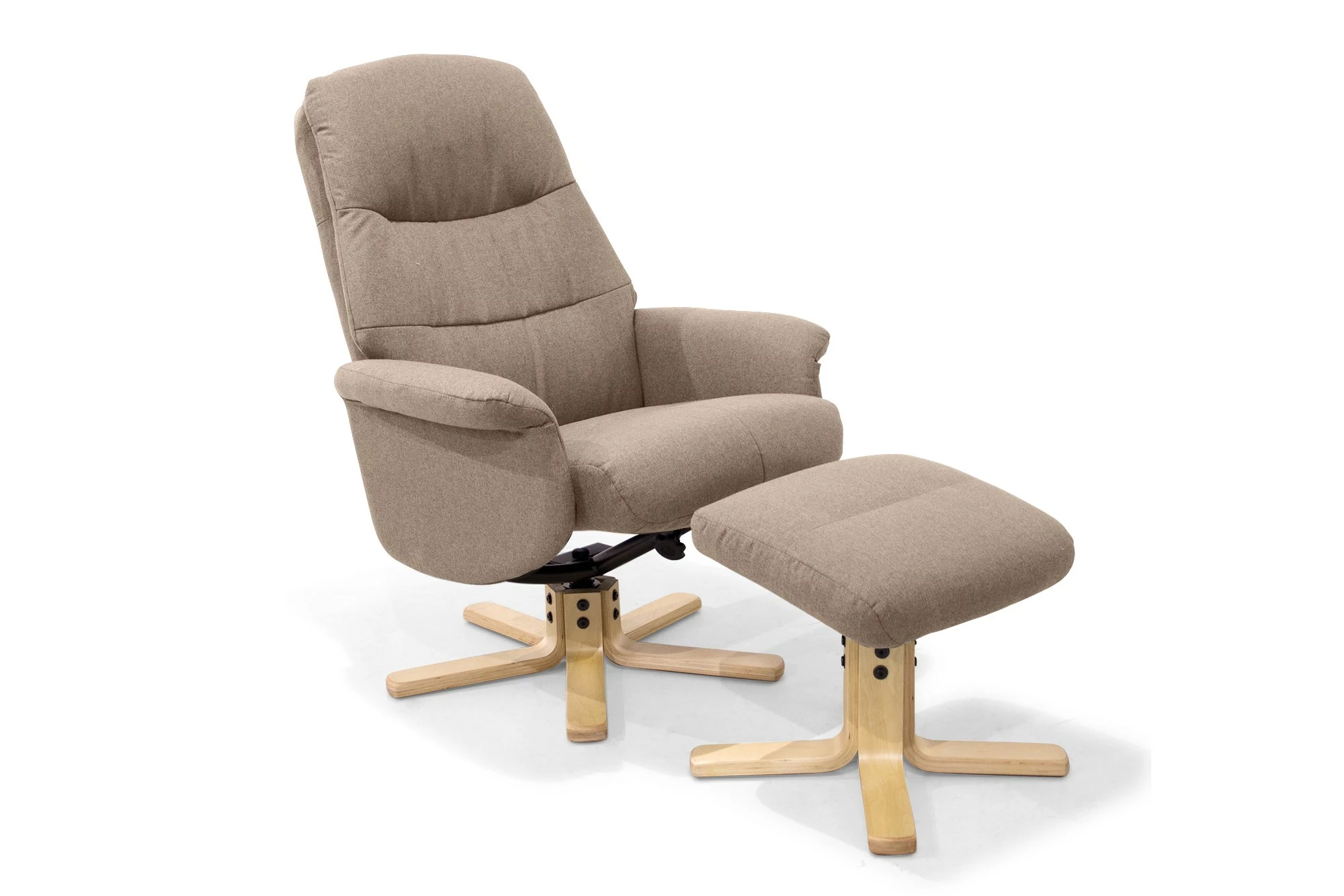 Living Lænestol M. Skammel, Beige Og Naturfarvet Stel 1 Living Lænestol M. Skammel, Beige Og Naturfarvet Stel