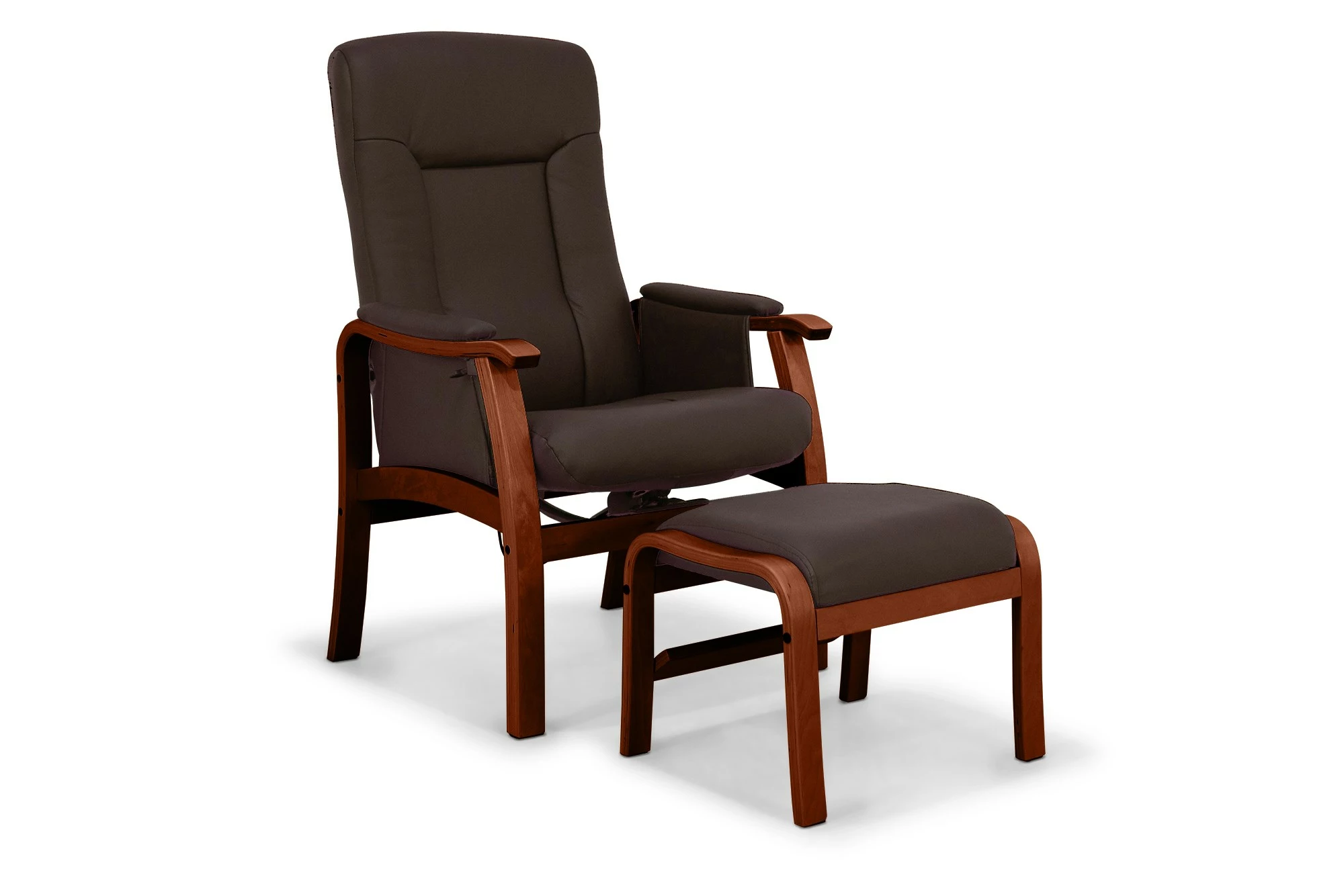 Dragør Otiumstol M. Skammel, Brunt Læder Og Maghoni Stel 1 Dragør Otiumstol M. Skammel, Brunt Læder Og Maghoni Stel