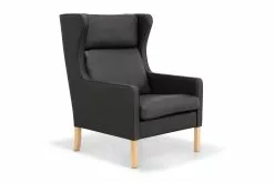 Tranekær Øreklapstol, Sort Okselæder