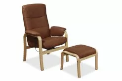 Helnæs Otiumstol M. Skammel, Cognac Bøffellæder Med Naturfarvet Stel