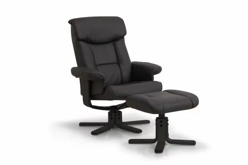 Maribo Lænestol M. Skammel, Sort Bonded Læder Og Stel -Møbelbutik 27461