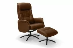 London Lænestol M. Skammel, Cognacfarvet Okselæder Og Sort Stel