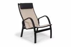 Agger Lænestol M. Nakkestøtte, Naturfarvet Flet Og Sort Lak