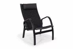 Agger Lænestol M. Nakkestøtte, Sortfarvet Flet Og Sort Lak