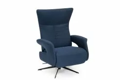 Masset Lænestol M. Armlæn Og Indbygget Fodskammel, Mørkeblå