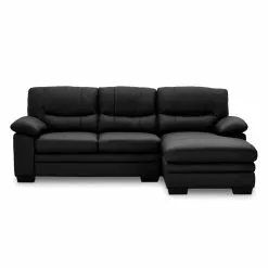 Moby Chaiselong Sofa Højrevendt, Sort/læder