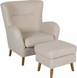 Fremont Lænestol M. Skammel (Imiteret Lammeuld), Off-white