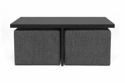 Boxy Sofabord M. To Puffer, Mørkegrå