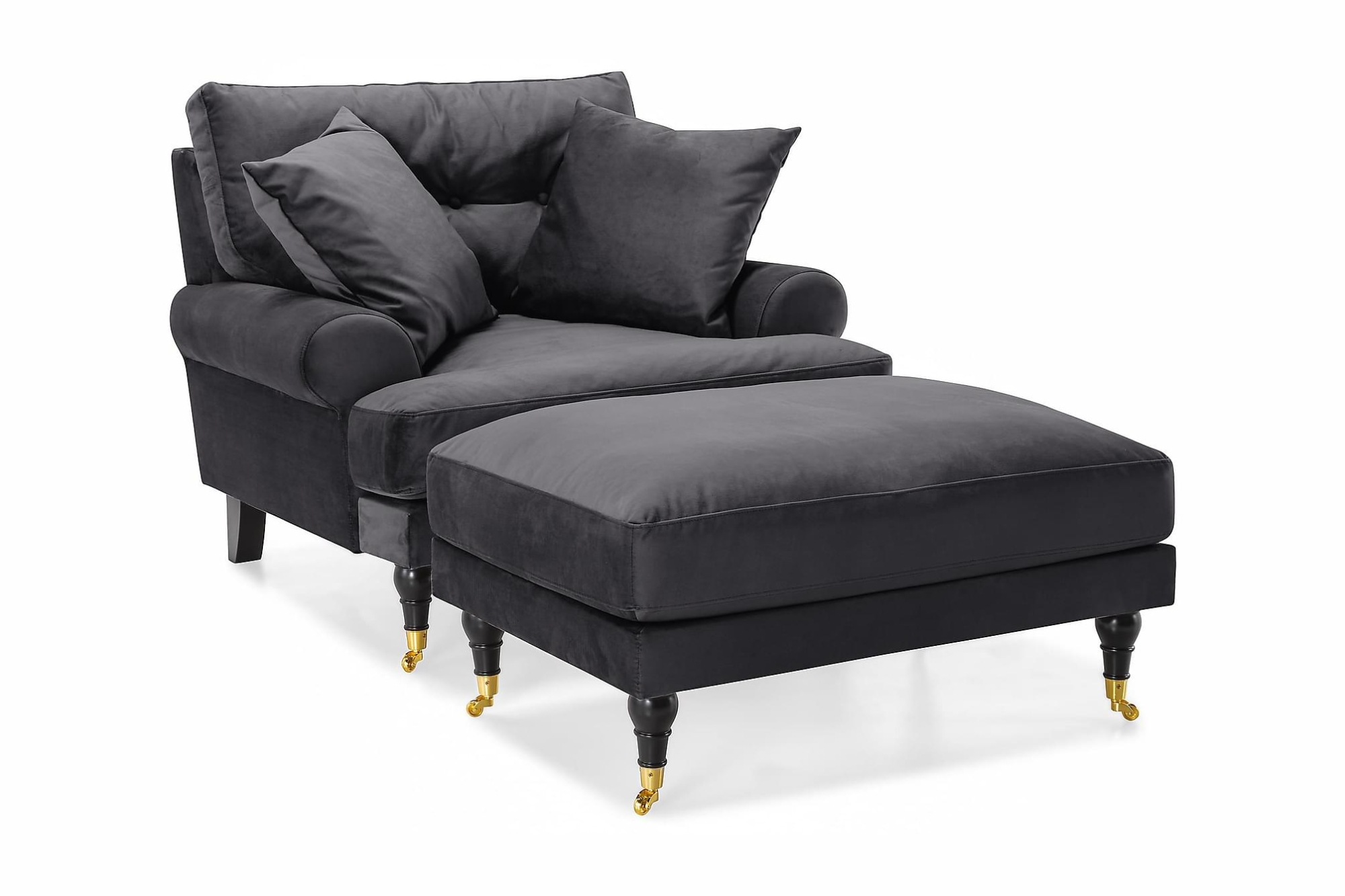 Andrew Lænestol M. Puf, Mørkegrå Velour 1 Andrew Lænestol M. Puf, Mørkegrå Velour