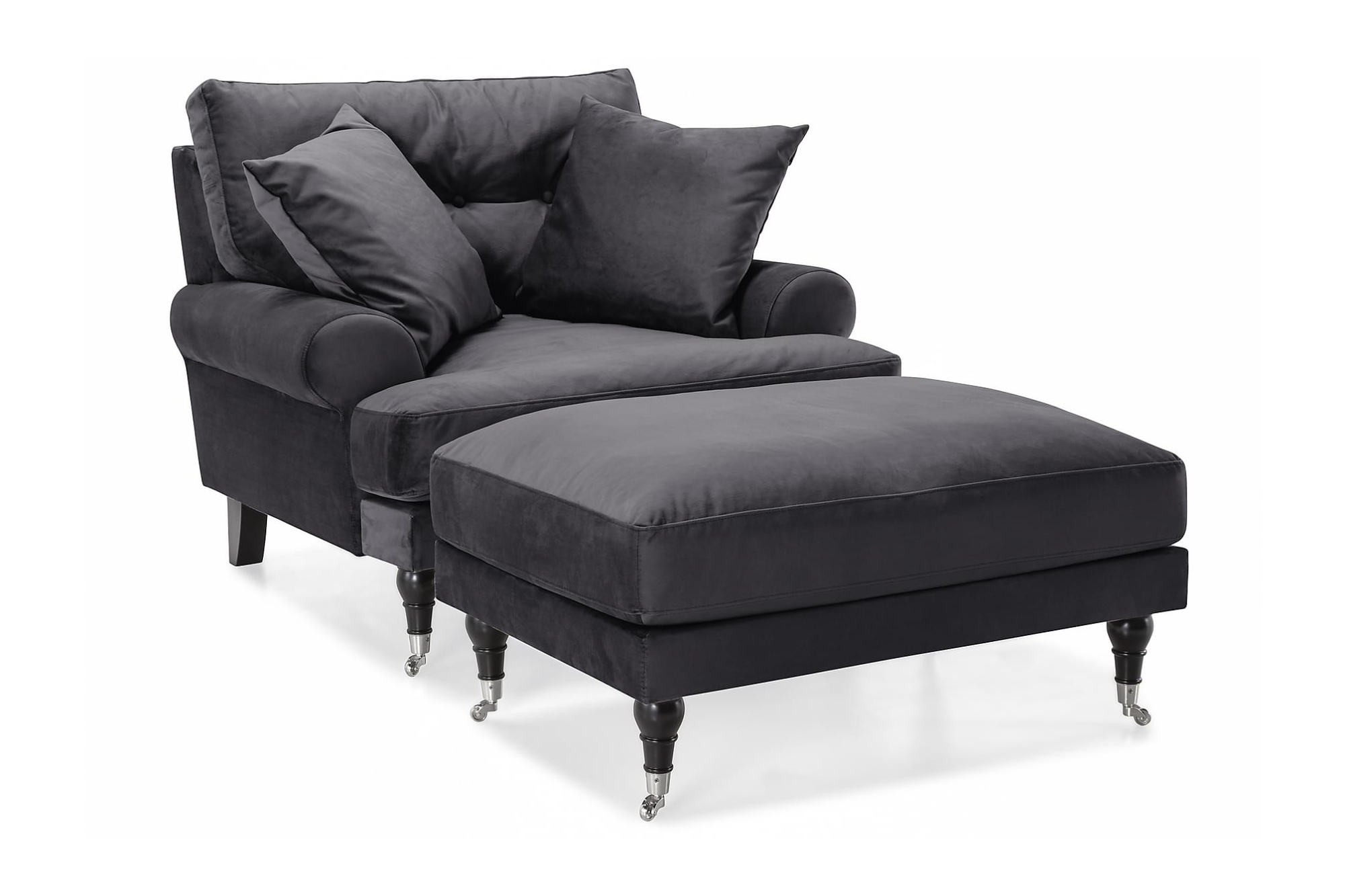 Andrew Lænestol M. Puf, Mørkegrå Velour 1 Andrew Lænestol M. Puf, Mørkegrå Velour