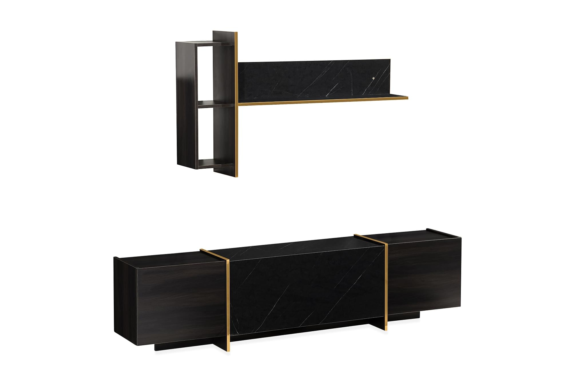 Mardon Tv-møbelsæt, Sort/guld 1 Mardon Tv-møbelsæt, Sort/guld