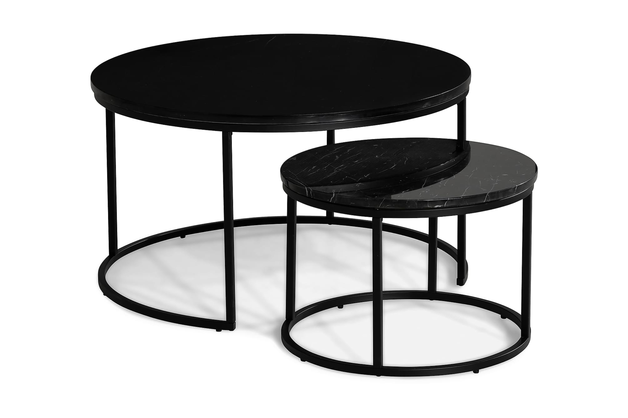 Carrie Indskudsborde, Sort Marmorlook M. Sort Stel 1 Carrie Indskudsborde, Sort Marmorlook M. Sort Stel