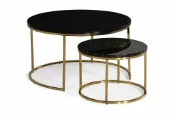 Carrie Indskudsborde, Sort Marmorlook M. Messing Stel