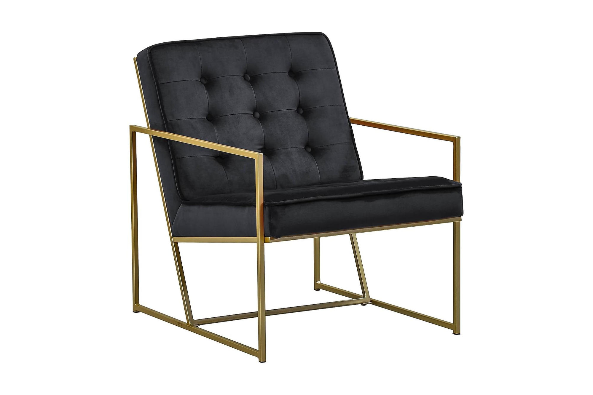 Indy Lænestol, Sort Velour M. Messing Stel 1 Indy Lænestol, Sort Velour M. Messing Stel