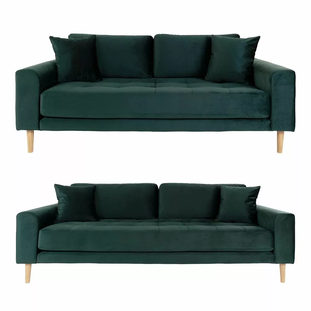 Lido Sofasæt, Mørkegrøn Velour 1 Lido Sofasæt, Mørkegrøn Velour
