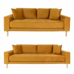 Lido Sofasæt, Sennepsgul Velour
