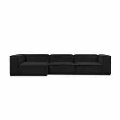Lissabon 360cm Sort Chaiselong Sofa, Venstrevendt