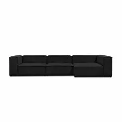 Lissabon 360cm Sort Chaiselong Sofa, Højrevendt